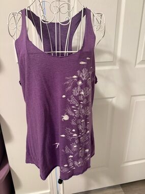 Purple Racerback Tank Top with White Coral Print